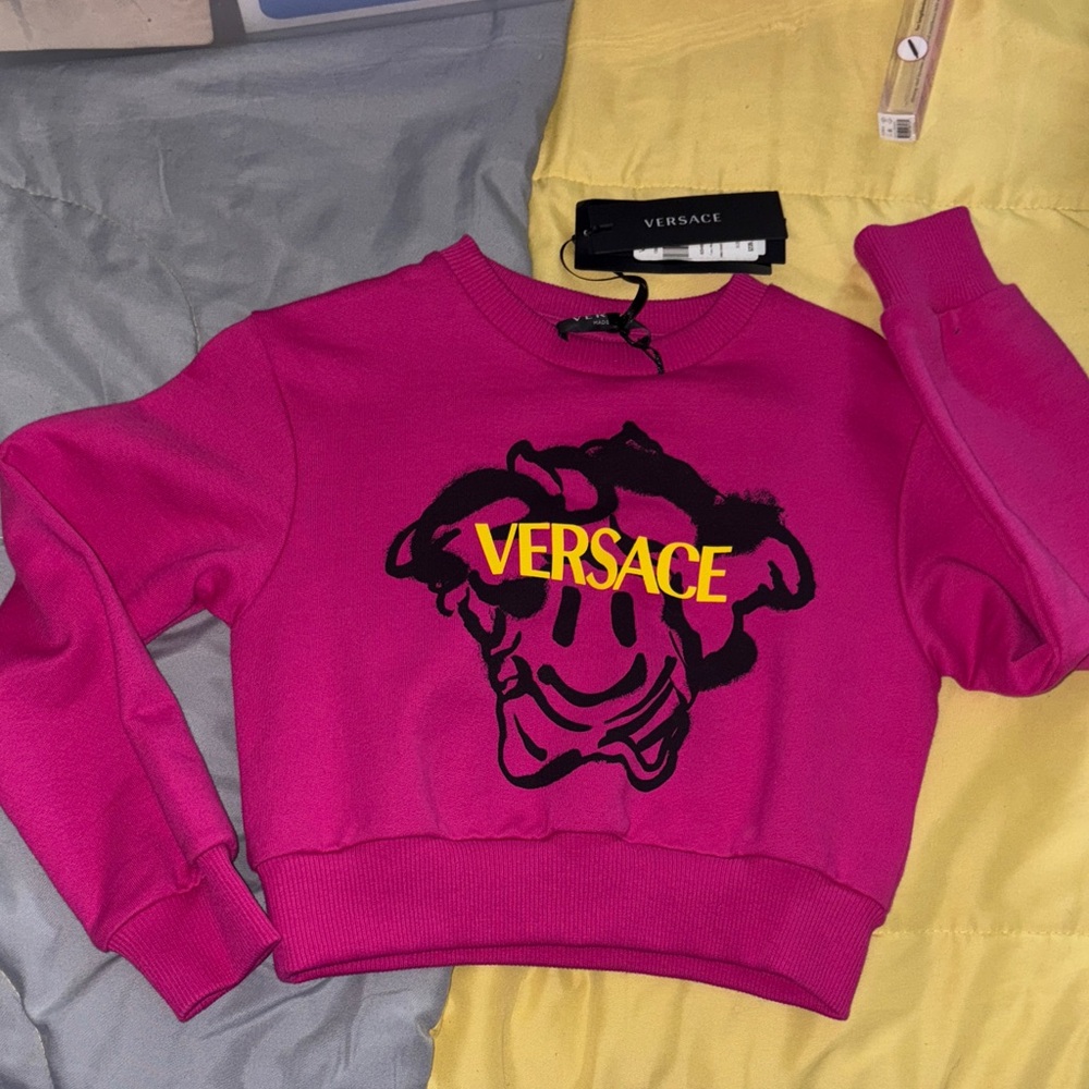 Versace Fuchsia Sweatshirt with Yellow and Black Design
